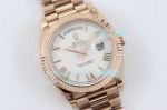 TWS Factory Swiss Replica Rolex Day Date Watch White Face Rose Gold Band Fluted Bezel  40mm